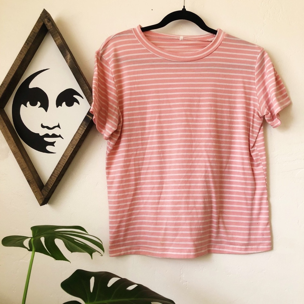 Pink and White Striped T-Shirt